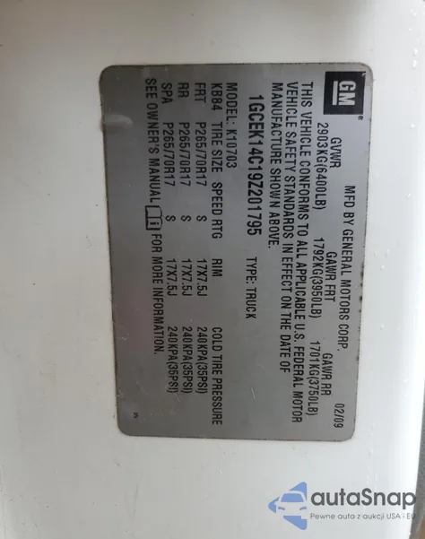 2009 Chevrolet Silverado K1500 из США, поврежденный, VIN 1GCEK14C19Z201795